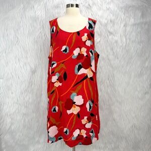 Sigrid Olsen‎ Linen Shift Dress Colorful Floral Pockets Vacation Beach Cruise
